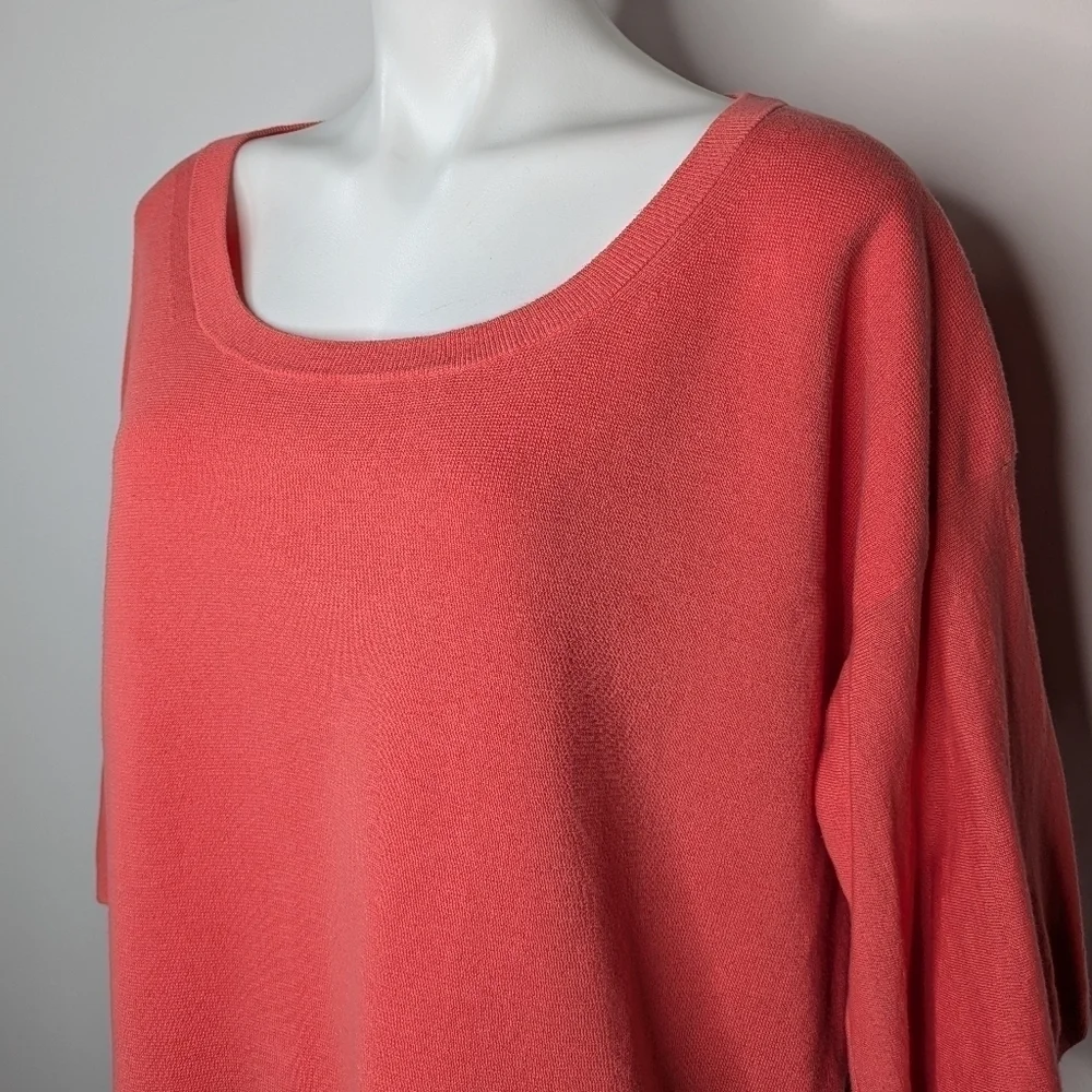 J Crew salmon bell sleeve 100% cotton 1/2 sleeve sweater L